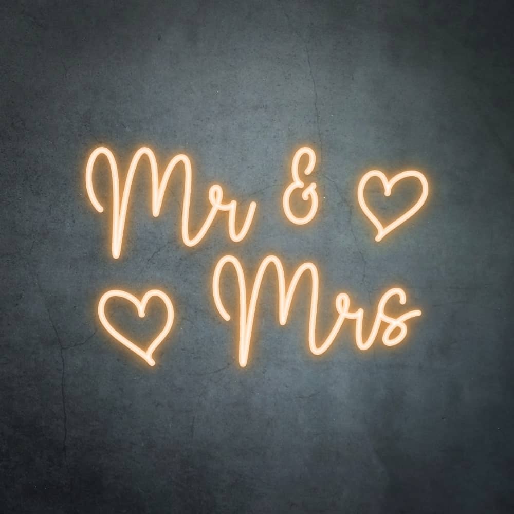 Mr & Mrs With Love Hearts